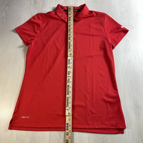 Nike Golf Polo Women's Large Red Dri-Fit Shirt Golfing Attire Sleeve Swoosh Dri - Picture 7 of 15